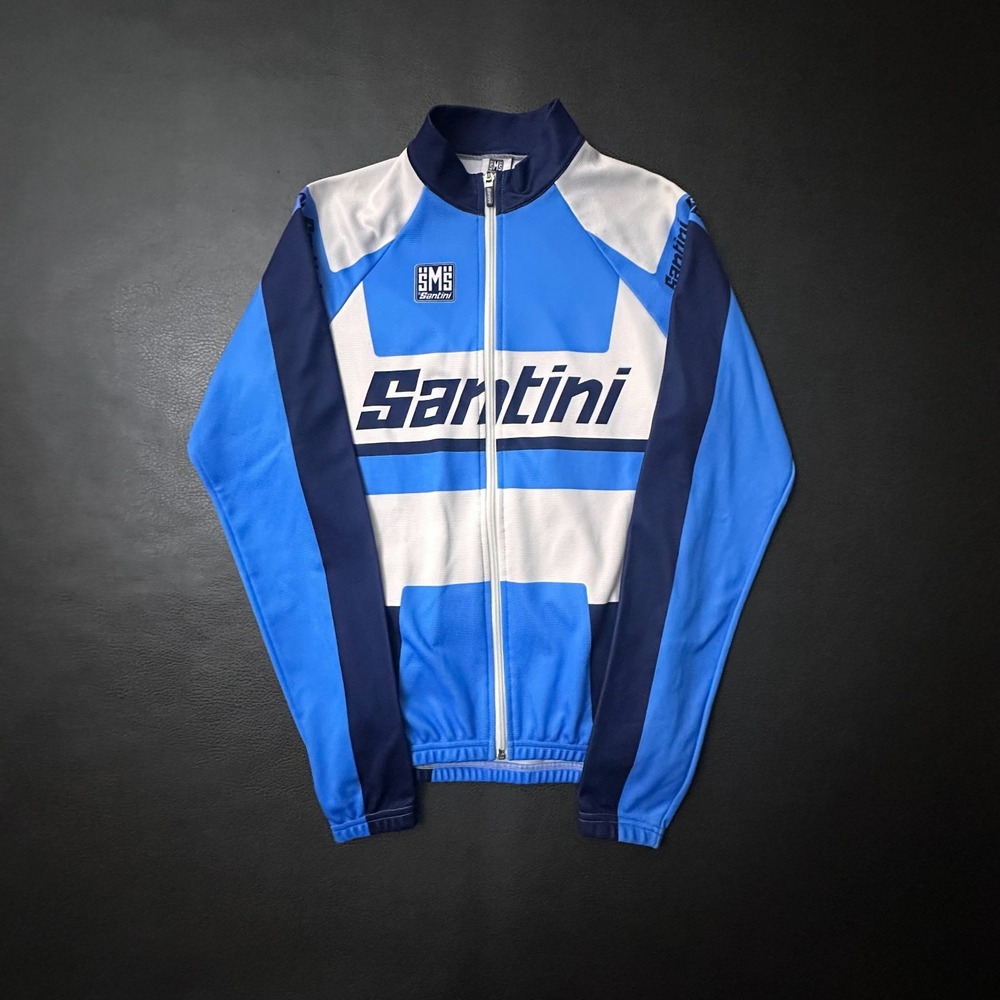 Santini Cycling Jacket Mens Medium Blue Performance Made in Italy Performance